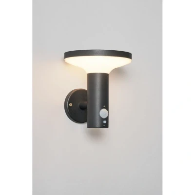 Image of Clara PIR Solar 3000k LED Outdoor Modern Wall Lamp Black IP44
