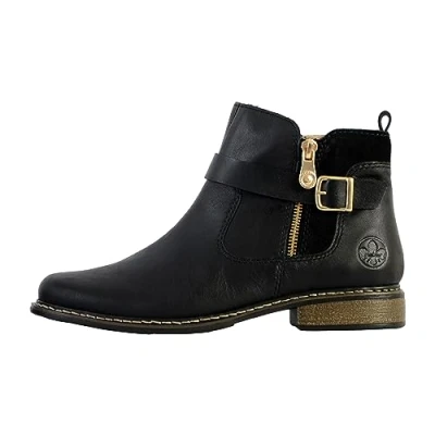 Image of Rieker Forbes Z4959 Black Leather Womens Boots Standard Fit 7.5 UK