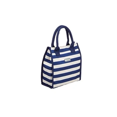 Image of KitchenCraft Lulworth 4 Litre Blue Stripe Lunch And Snack Cool Bag