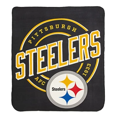 Image of NORTHWEST NFL Pittsburgh Steelers Unisex Adult Fleece Throw Blanket, 50&quot; x 60&quot;, Campaign