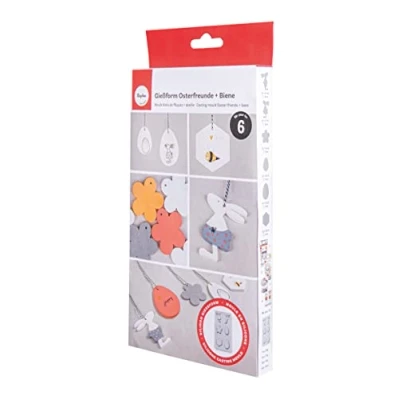 Image of Rayher Silicone Casting Mould, Tray with 6 Different Spring Themed Shapes for Concrete, Plaster of Paris, Modelling Clay, and Resin, 26x14.5x1cm, grey, 36114000