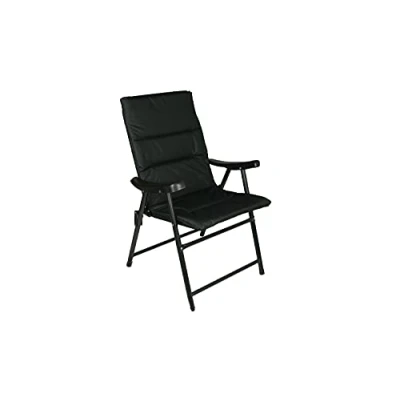 Image of Hyfive Folding Deck Dining Chair For Outdoor Garden Camping With Luxury Padding Black