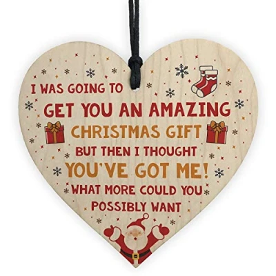 Image of RED OCEAN Funny For Mum Dad Sister Brother Wooden Heart Xmas Gift