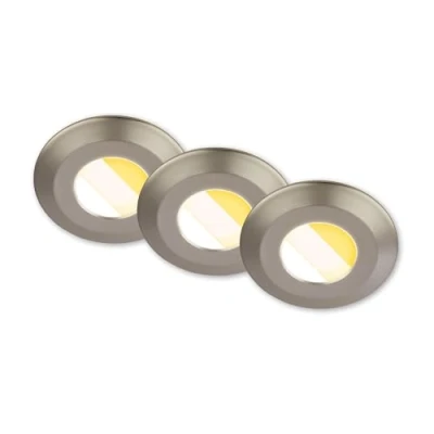 Image of Briloner Klira LED recessed light, matt nickel, Ø9cm, IP44, dimmable, 3 units