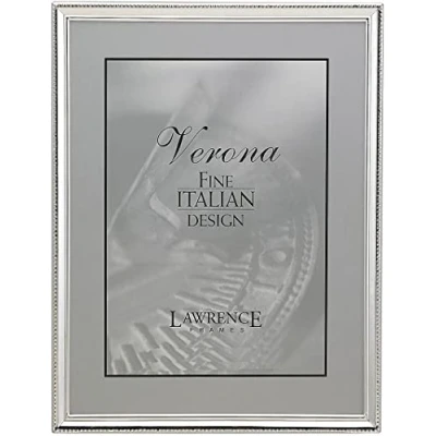 Image of Lawrence Frames 11657 Polished Silver Plate 5x7 Picture Frame Bead Border Design