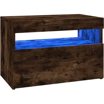 Image of vidaXL TV Cabinet with LED Lights Smoked Oak 60x35x40 cm