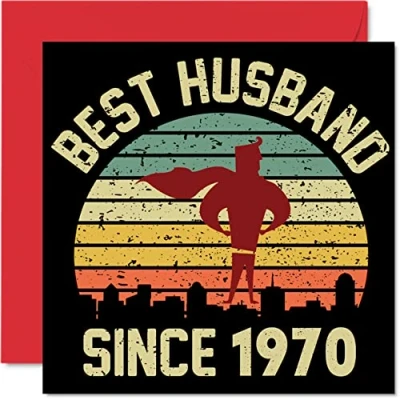 Image of 54th Anniversary Card for Husband from Wife Best Since 1970 I Love You Gifts, Happy Wedding Cards Partner, 145mm x Greeting Fifty Fourth Anniversaries