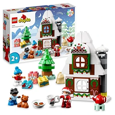 Image of LEGO 10976 DUPLO Santa&#039;s Gingerbread House Toy with Santa Claus Figure, Stocking Filler Gift Idea for Toddlers, Girls and Boys Age 2 Plus