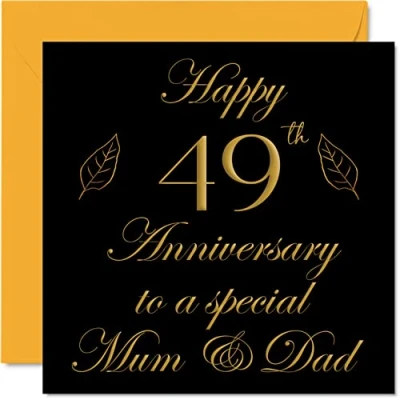Image of Special 49th Anniversary Card for Dad Mum Parents &amp; Happy 49 Wedding Cards from Son Daughter Family, 145mm x Greeting Forty Ninth Anniversaries
