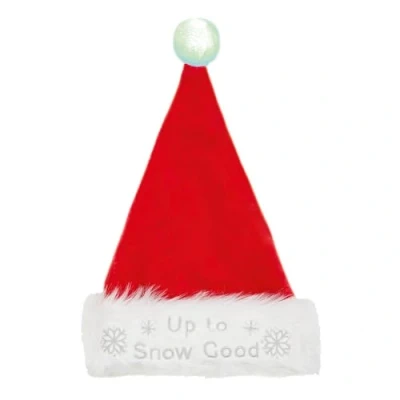 Image of Premier Decorations Plush Deluxe Light Up Flashing Christmas Hat To Snow Good Xmas Festive Headwear Novelty Secret Santa Gift Red
