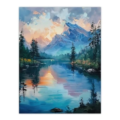 Image of Artery8 Lake District Helvellyn Sunset Oil Painting Calm Living Room Extra Large XL Wall Art Poster Print