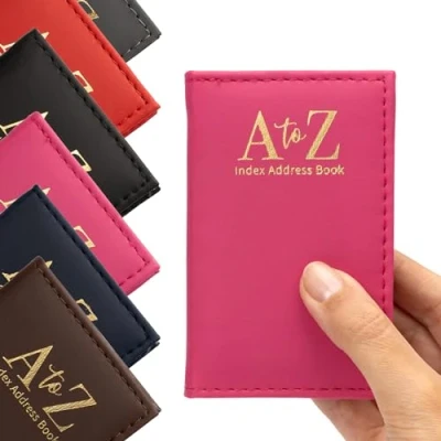 Image of Index Address Book Leather Look Cover Executive Padded Small Sizes Notebook A Z (Pink)