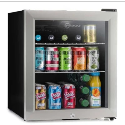 Image of Subcold Super50 LED Mini Fridge 50L Beer, Wine &amp; Drinks Light + Lock and Key Energy Efficient (Stainless Steel)