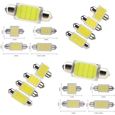 Image of MSA 2 x LED 12v CAR BULB C5W COB XENON WHITE FESTOON NUMBER PLATE 31 36 39 42MM (39mm)