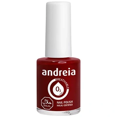 Image of Andreia Halal Breathable Nail Polish Water Permeable Glossy Vegan and Cruelty Free Colour B14 Burgundy Red 10.5 ml