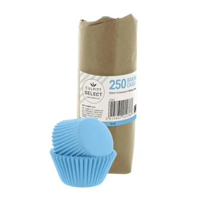 Image of Culpitt Select Blue Baking Cases, Greaseproof Paper Cups, 50mm Cupcake Cases Extra Large Pack of 250
