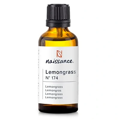 Image of Naissance Lemongrass (Flexuosus) Essential Oil (no. 174) 50ml Pure, Natural, Steam Distilled, Cruelty Free, Vegan &amp; Undiluted to for Aromatherapy Diffusers