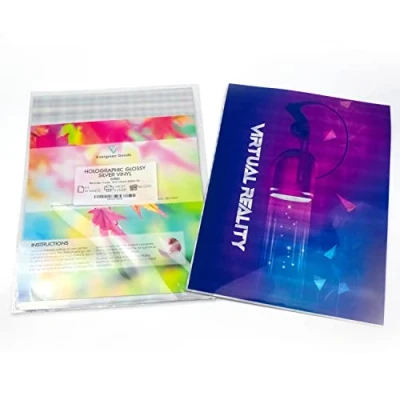 Image of Evergreen Goods™ 10 Sheets A4 Grid Pattern Silver Holographic Vinyl Sticker Paper Inkjet &amp; Laser Printable Self Adhesive Sticky Back Printer Suitable for Cricut Silhouette Machines