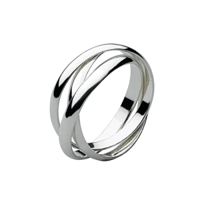 Image of Dew Sterling Silver Interlocking Bands 3 x 3mm Rings, Size P