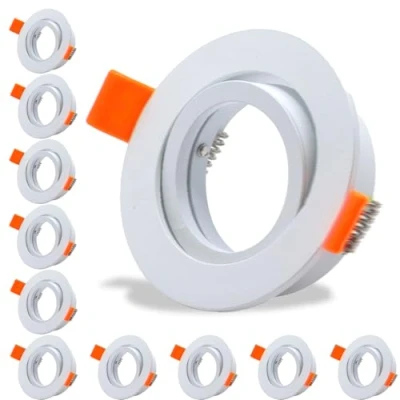 Image of COOINJOY 10x Modern GU10 Downlights for Ceiling, Round Brushed Matt White Aluminum Frame Recessed Ceiling Lights, Tilt Swivel Spotlight External Dimensions: 80mm, Cut Out Hole Size:68 80 mm