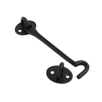 Image of Vibe DUROSIL Cabin Hook 150mm on Black Gate Latch, Door Hook, and Eye Garden Catch, Latches for Internal External Doors