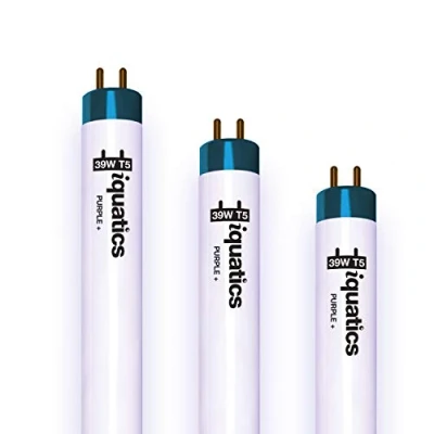 Image of iQuatics Aquarium Tropical Fish Tank Fluorescent Light Bulb T5 (3 Pack), Purple, 39w 850mm 34&quot;