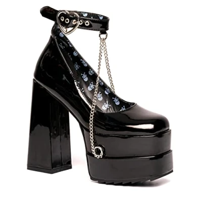Image of LAMODA Women&#039;s Sweetheart Court Shoe, Black Patent, 7 UK