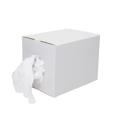 Image of Orvarto, Premium Lint Free Rags 5kg. White Cotton Sheeting for cleaning, polishing, buffing, waxing, wiping and painting. UK Manufactured, 100% Recycled in dispensor box.