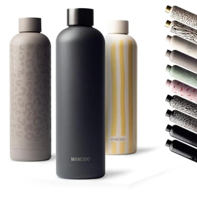Image of MAMEIDO Metal Water Bottle 750ml, 500ml &amp; 1l Leak Proof Insulated Bottle. BPA Free Stainless Steel, Thermo Flask (Carbon Grey, 0,75l)