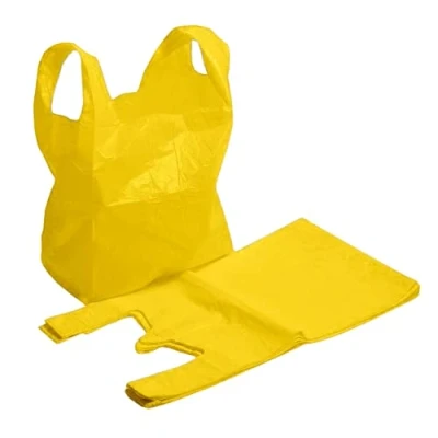 Image of AMD Nexus Carrier Bags 11 x 17 21 Large Plastic Heavy Duty Vest Pack of 75 (Yellow)