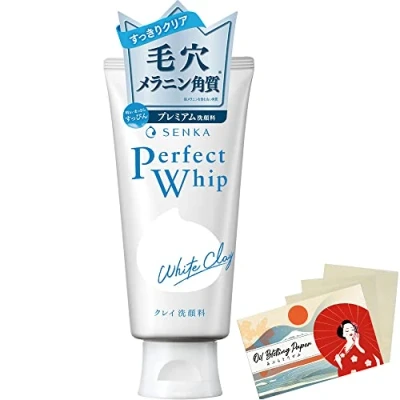 Image of Senka Perfect Whip White Clay n Facial Ｗash 120g Blotting Paper Set