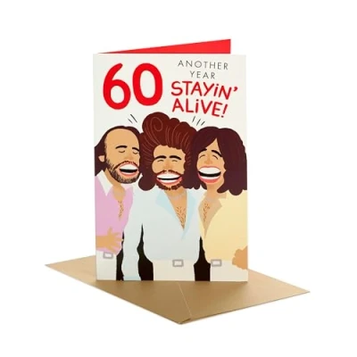 Image of UK Greetings 60th Birthday Card for Him/Her/Friend BeeGees Design