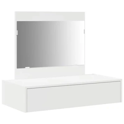 Image of vidaXL White MDF Dressing Table Vanity Set with Mirror Makeup Desk Storage Drawer for Bedroom 83 x 40 70 cm