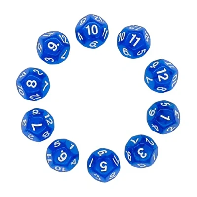 Image of D12 Dice, 10 pcs Polyhedral Dices Set Clear 12 Sided for DND MTG RPG Dungeons and Dragons Party Transparent Blue
