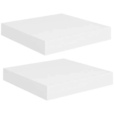 Image of vidaXL Floating Wall Shelves Set of 2 White Modern Honeycomb MDF with Invisible Mounting System and Metal Frame, Sturdy Display Shelving for Home Decor