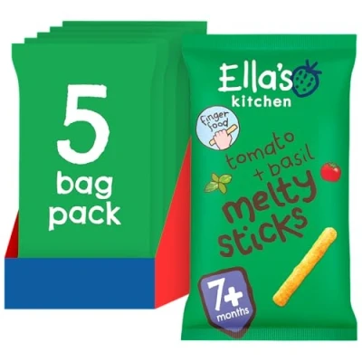 Image of Ella&#039;s Kitchen Organic Tomato &amp; Basil Melty Sticks (5 x 16g)