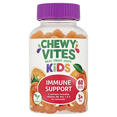 Image of Chewy Vites Kids Immune Support 60 Gummy Vitamins High Strength Vitamin D C B6 B12 Zinc Selenium 1 a Day 2 Months Supply Real Fruit Juice Vegan 3 Year+