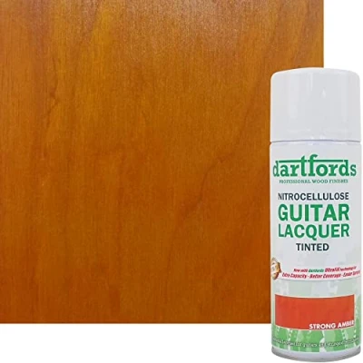 Image of dartfords Strong Amber Nitrocellulose Guitar Lacquer 400ml Aerosol