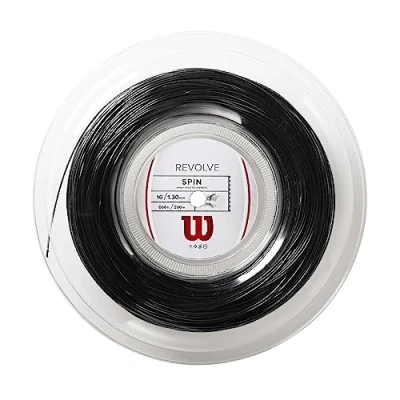 Image of Wilson Tennis Racket String, Revolve Spin, 200 m Roll, Black, 1.30 mm, Unisex, WRZ907600