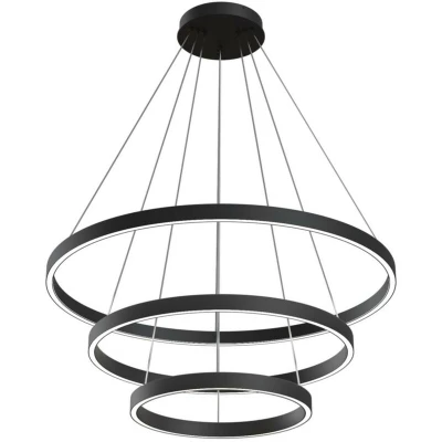 Image of Modern Rim Integrated LED Black 3 Tier Circular Pendant Ceiling Light