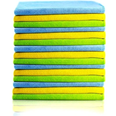 Image of Glart Lint Free Microfibre Car Cleaning Cloths, Soft, Absorbent, and Gentle on Paintwork, 40 x cm Blue, Green, Yellow (15 Pack)