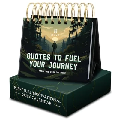 Image of RYVE Motivational Calendar for Men Daily Flip with 365+ Inspirational Quotes Gifts Men, Office Decor Desk Accessories