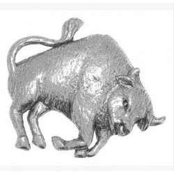Image of Gift Box Pewter Bull Pin Badge or Brooch for Scarf, Tie, Hat, Coat Bag
