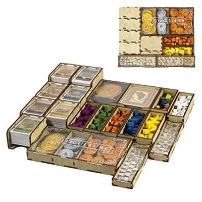 Image of SMONEX Board Game Organizer Compatible with Viticulture Essential Edition and All Expansions Box Made from Natural Plywood Strategy Accessories