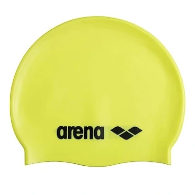 Image of Arena Classic Unisex Soft Silicone Swim Cap for Women and Men, Intensive Training Racing Comfortable Non Slip Long Hair Swimming Hat, Light Yellow