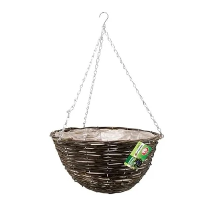 Image of Marksman 16&quot; Rattan Hanging Basket Flowers Garden Plants