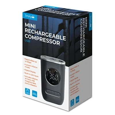 Image of Simply Auto MAC01 Portable Mini Rechargeable Air Compressor 150PSI for Car Tires &amp; Other Inflatable Items