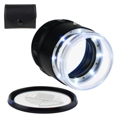 Image of Magnification Jewelers Eye Loupe Triplet Lens Magnifier Foldable Magnifying with UV Light for Gems, Jewelry, Coins, Stamps, etc (10x Jewelry Magnifiers)