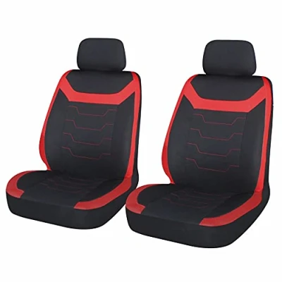 Image of Sakura SS5399 Car and Van Front Seat Covers &#039;Finsbury 1 Pair in Black with Red Inserts Universal Easy Fit