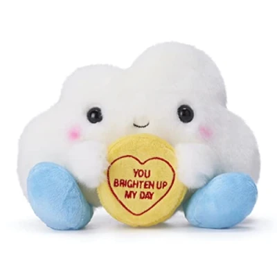 Image of Posh Paws 37768 Swizzels Love Hearts Charlie Cloud, ‘You Brighten Up My Day’ 18cm (7 inches) Soft Toy, White